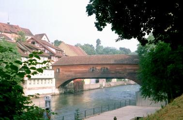 The old wooden bridge across the Limmat in Baden